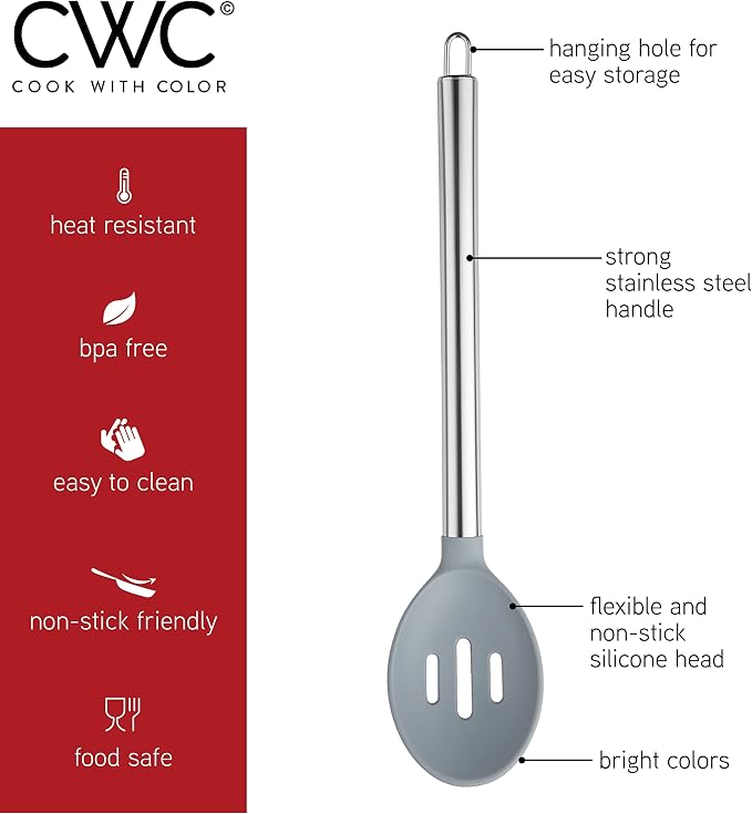 COOK WITH COLOR Silicone Cooking Utensils, Kitchen Utensil Set, Cooking Utensils - Image 6