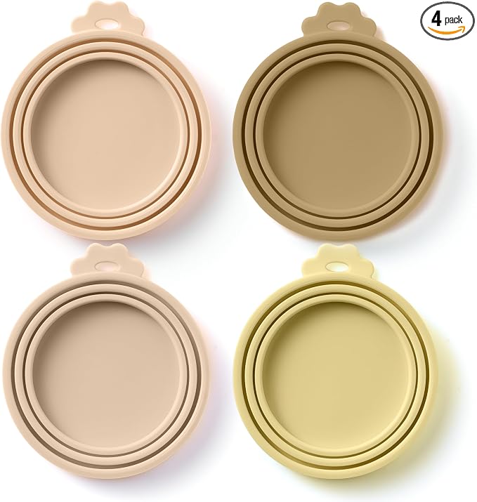 4 Pack Universal Pet Food Can Covers Lids by BasicHaus