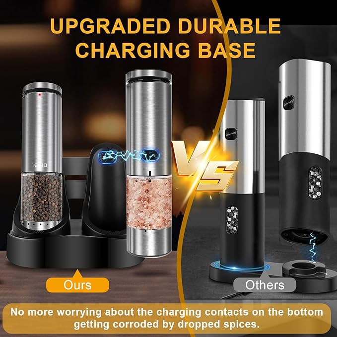 EIHO Electric Salt and Pepper Grinder Set USB Rechargeable, Upgraded External - Image 4