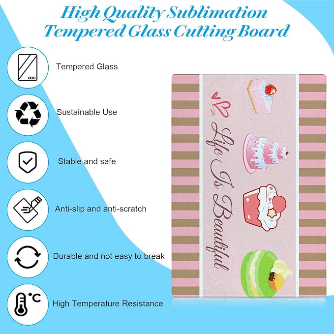 6 Pcs Sublimation Cutting Board Blanks, Textured Tempered Glass Cutting Boards - Image 6