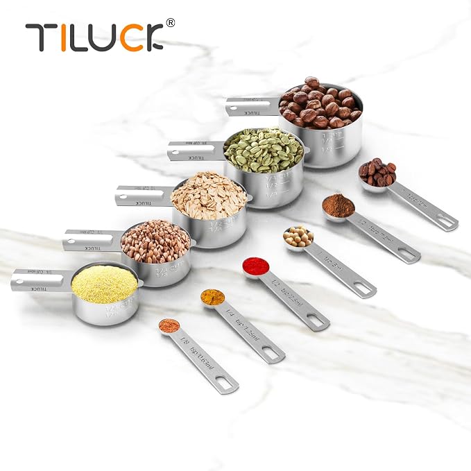 TILUCK Stainless Steel Measuring Cups & Spoons Set, Cups and Spoons, Kitchen - Image 5