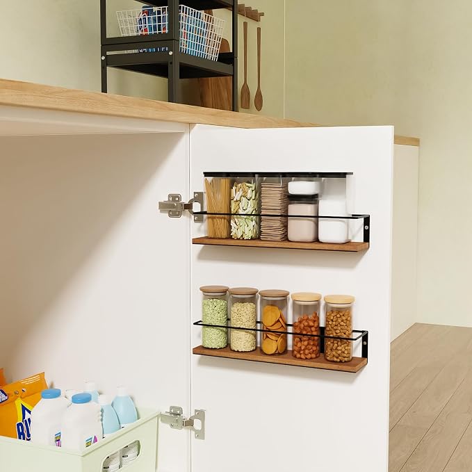 Spice Rack Self-Adhesive or drilling, Rustic Style Hanging Spice Rack, Spice - Image 7