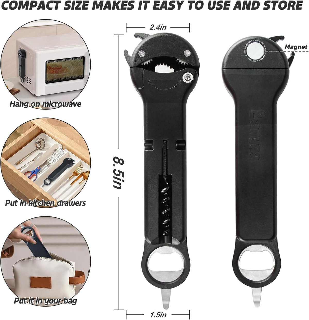 Jar Opener for Seniors with Arthritis, 7 in 1 Bottle Opener and Wine