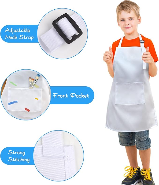 SINLAND Kids Apron with Pocket 2 Pack Children Chef Apron - Image 2
