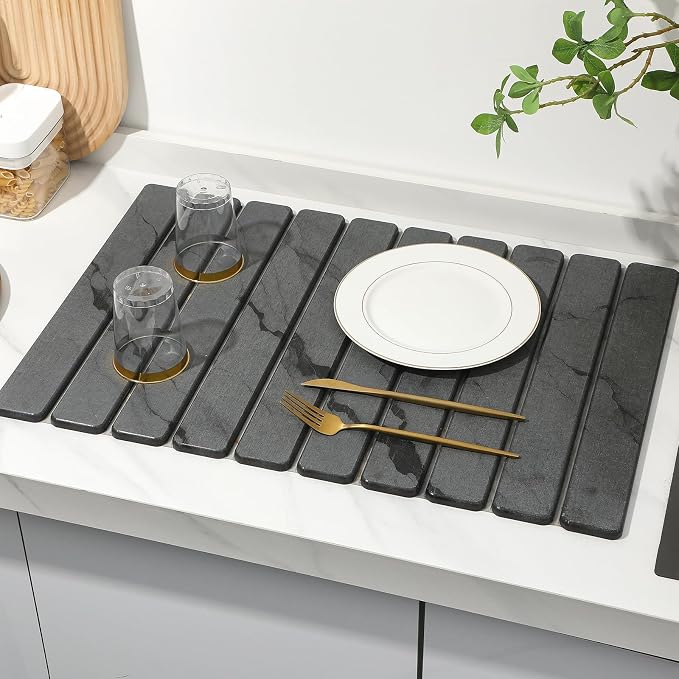 Large Stone Dish Drying Mat for Kitchen Counter, Quick Dry Stone Dishes Mats - Image 8