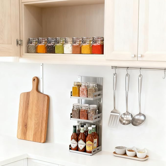 ComSaf Set of 6 Square Glass Spice Jars - Image 5