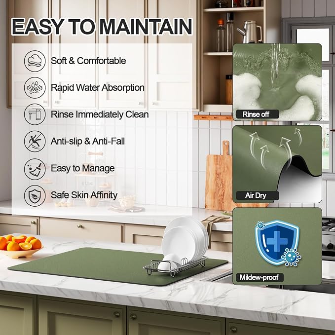Ecotrim - Dish Drying Mat for Kitchen Counter | Coffee Bar Mat for Countertops - Image 3