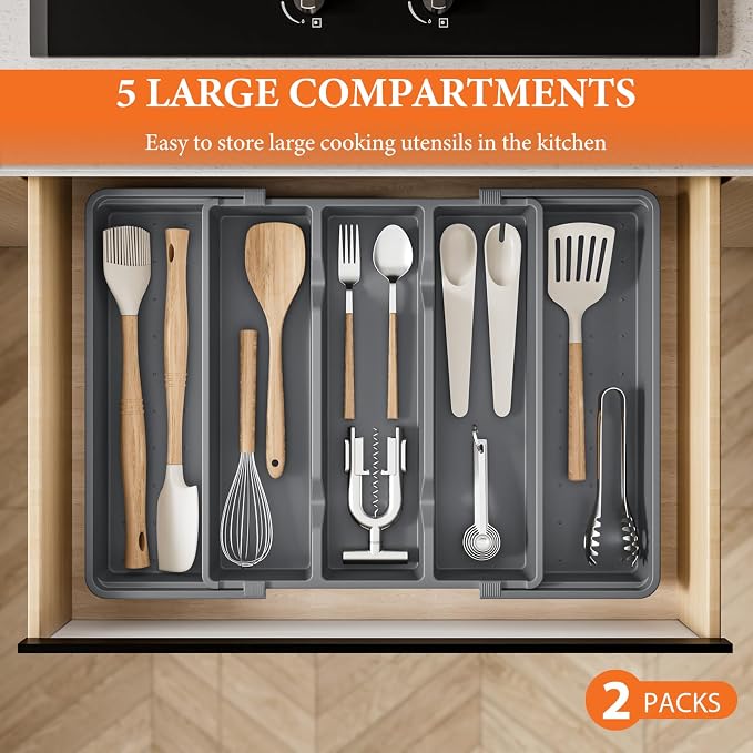 Silverware Organizer, Expandable Utensil Drawer Organizer - Image 3