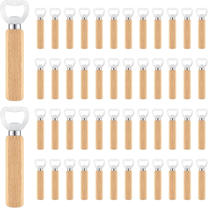 50 Pcs Wooden Bottle Opener Bulk Wooden Beer Opener Engravable DIY Bottle Opener by Yugada