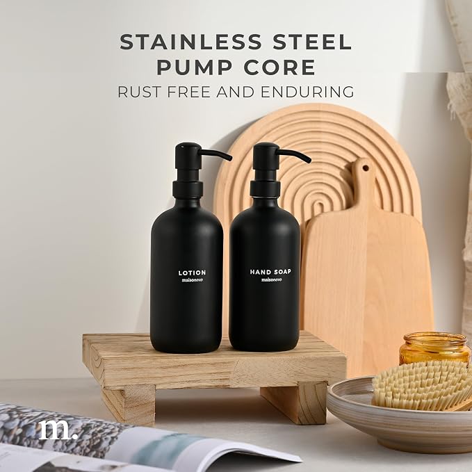 MaisoNovo Soap Dispenser 2-Piece Set | 16.9oz Black Bottles - Image 4