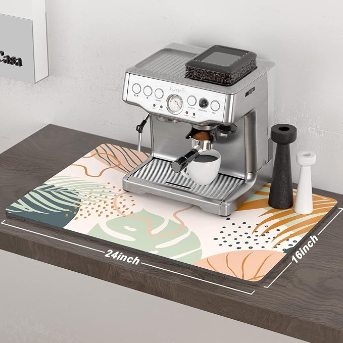 Rnivvi Coffee Mat, Hide Stain Rubber Backed Absorbent Dish Drying Pad - Image 2