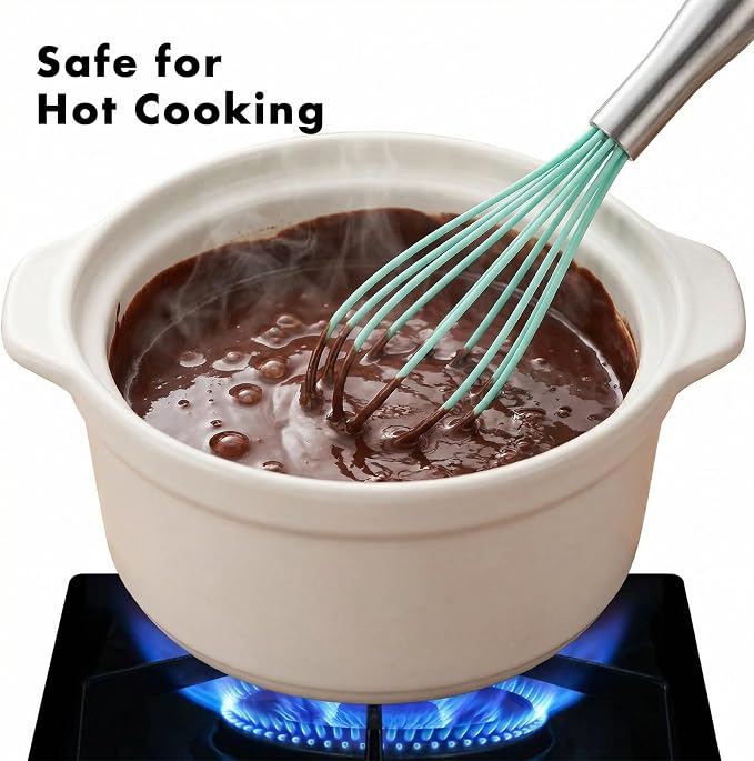 OYV 10-Inch Teal Silicone Whisk, Heat Resistant 480°F Kitchen Whisk - Image 5