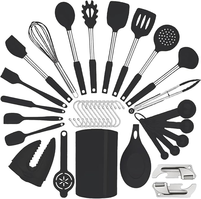 Silicone Kitchen Cooking Utensils Set by BECBOLDF