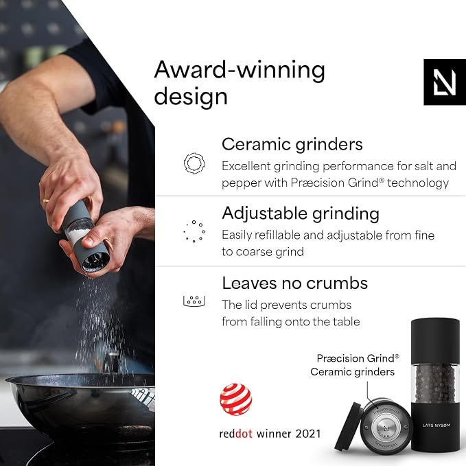 LARS NYSØM Salt and Pepper Grinder Set, Manual Salt and Pepper Mills - Image 2