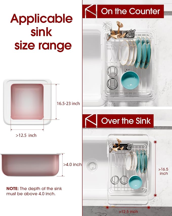 Sakugi Extendable Dish Drying Rack Over Sink - Image 2