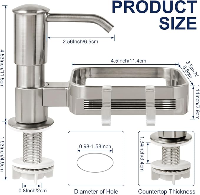 Soap Dispenser for Kitchen Sink, Built in Sink Soap Dispenser Pump - Image 2
