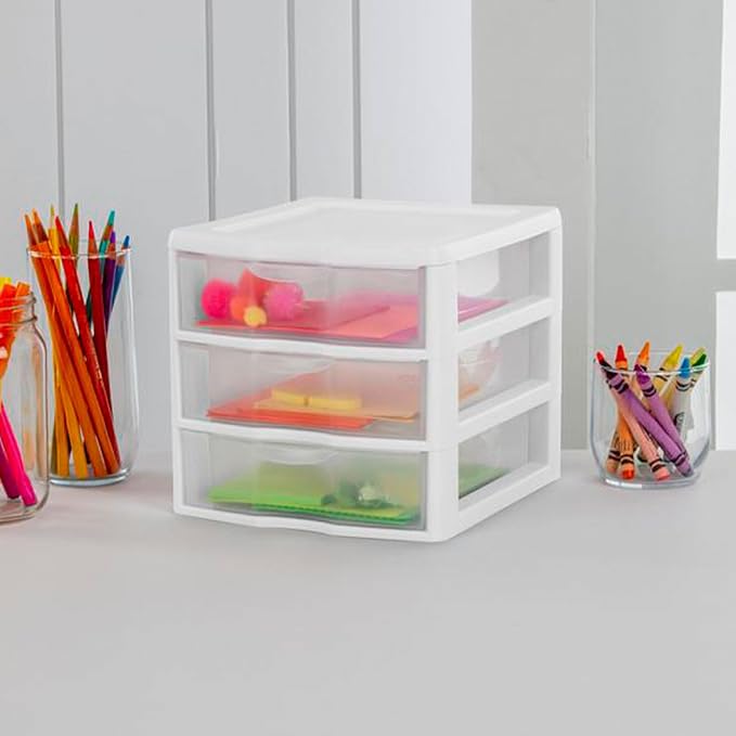 Sterilite Clearview Plastic Multipurpose Small 3 Drawer Desktop Storage - Image 2