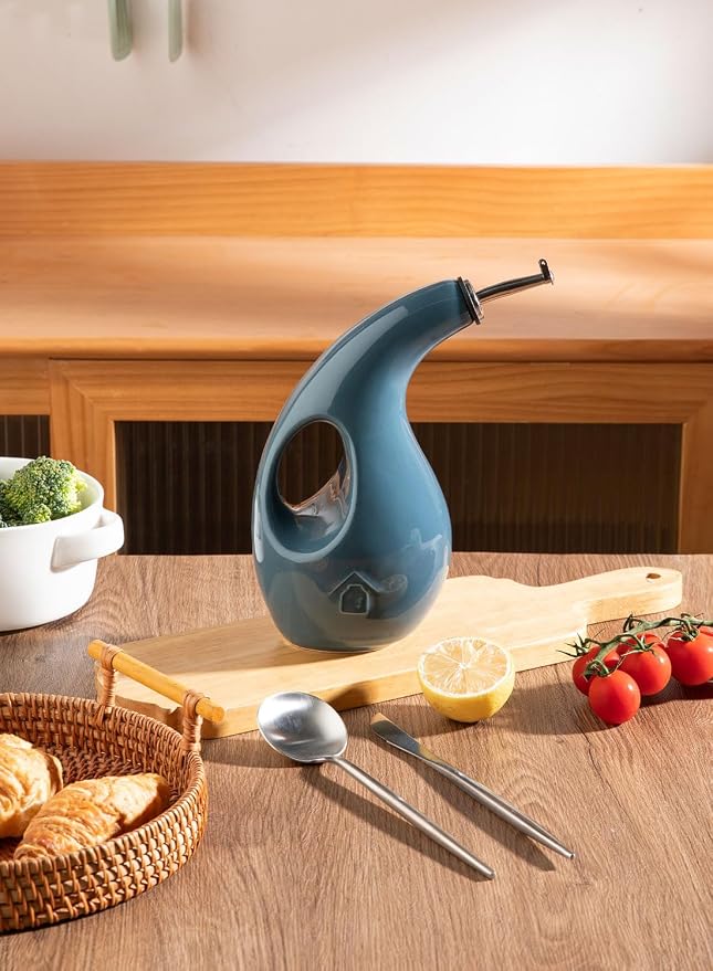 Sweejar Ceramic Olive Oil Dispenser Bottle, 24 Oz Opaque Cruet Protects EVOO - Image 6