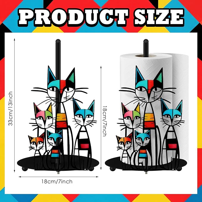Mid Century Cat Paper Towel Holder Black Metal Paper Towel Holder Retro - Image 2