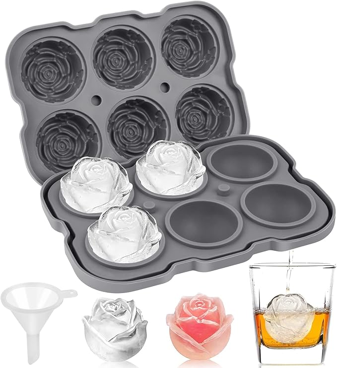 Ice Cube Tray, Mikiwon 2 inch Rose Ice Cube Trays by Mikiwon