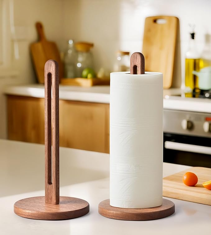 KitchLife Acacia Wooden Paper Towel Holder Countertop, Fits Jumbo Rolls - Image 6