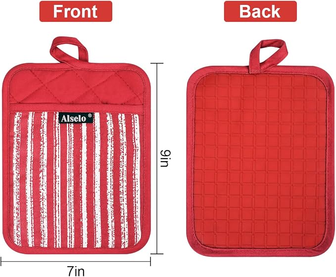 Alselo Silicone Pot Holders Set of 3 Heat Resistant & Non Slip Potholders - Image 2
