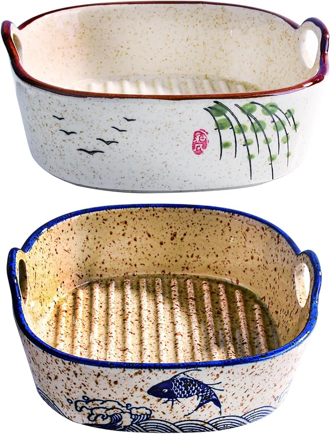 Japanese Style Ceramic Casserole Dish, 6.7-Inch Square Baking Dish by Whitenesser