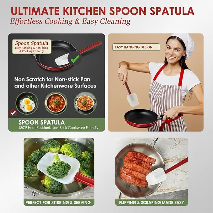 Commercial Spoonula Rubber Spatula Set, High Heat Spatula Spoon 16 Inches - Image 2