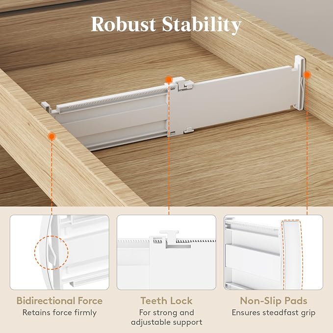 Lifewit Drawer Dividers for Clothes, 3.2" Tall 10.5"-16.5" Expandable Dresser - Image 3
