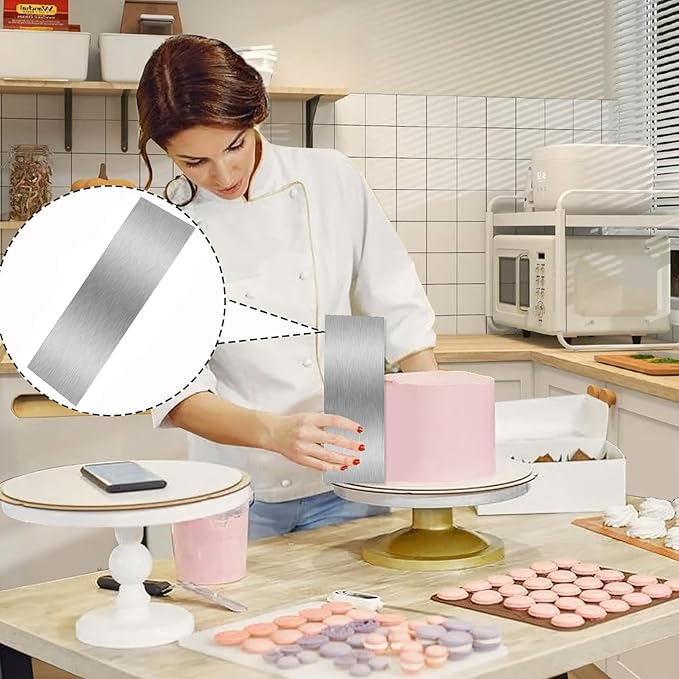 3 Pieces 8.7 Inche Stainless Steel Cake Scraper，Double Sided Patterned Edge - Image 3