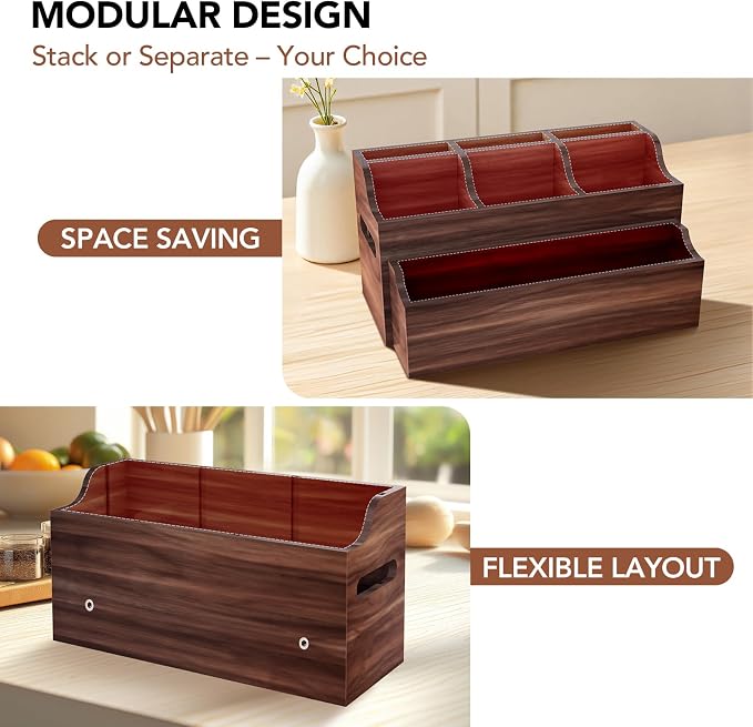 Wooden Kitchen Utensil Holder for Countertop, Large Utensil Organizer - Image 3