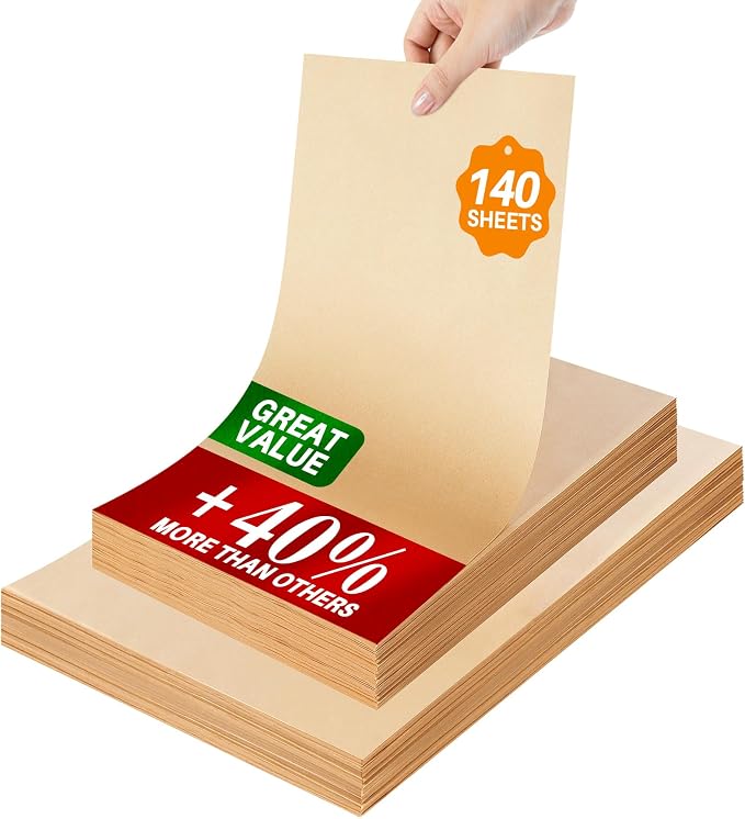 140 Parchment Paper Sheets 9x13 Inch | Precut Unbleached Baking Paper Sheets by Yomeixte