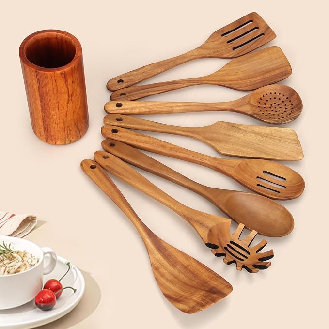 9 Pcs Wooden Spoons for Cooking Utensils - Image 8