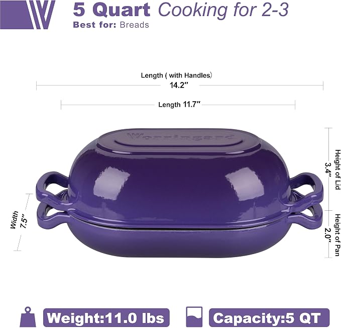 VORRINGARD Enameled Cast Iron Sourdough Bread Oven, Dutch Oven, Loaf Cast Iron - Image 2