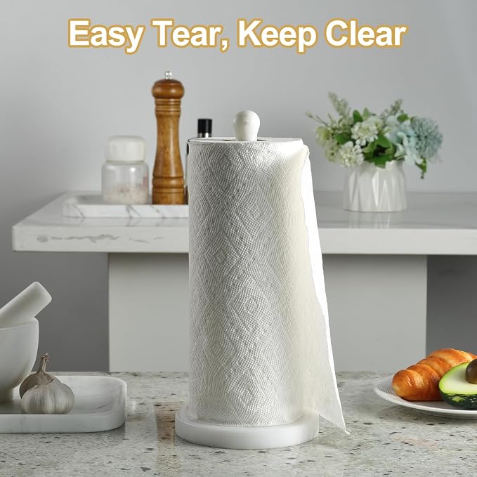 Koville Natural Marble Paper Towel Holder Countertop, 6“ Genuine Stone Paper - Image 4