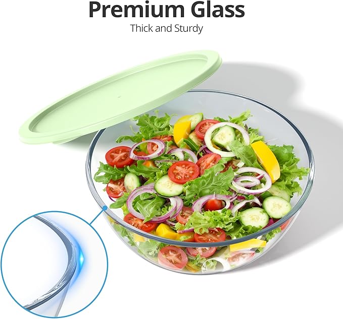 Extra Large Glass Mixing Bowls Clear Glass Salad Cooking Bowls - Image 3