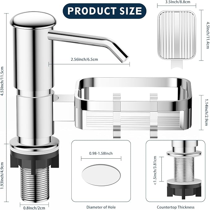 Soap Dispenser for Kitchen Sink, Mecyfaty Under Counter Sink Soap Dispenser Pump - Image 2