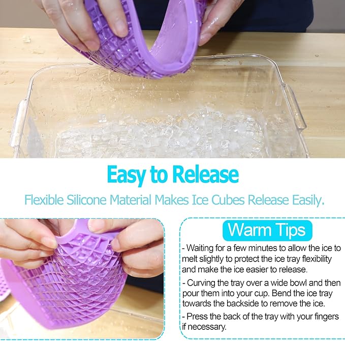 Silicone Mini Ice Cube Trays 2 Pack, 160 Small Ice Cube Molds Easy Release - Image 3