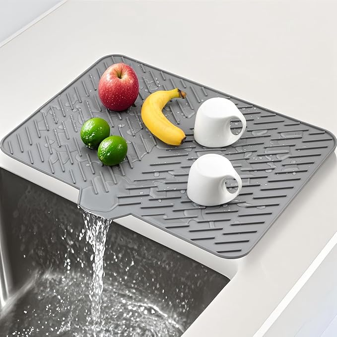 Silicone Dish Drying Mat 23x17, Food-Grade Silicone, Easy Clean Pad - Image 2