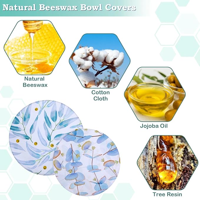 2 Large Reusable Beeswax Bowl Covers - Image 2