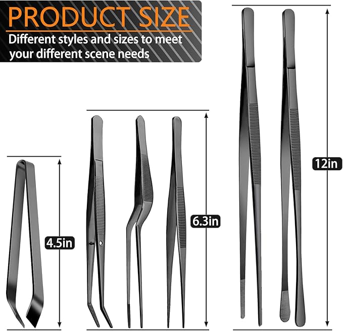JETKONG 6 Pcs Cooking Tweezer Tongs, Professional Chef Tweezers - Image 3