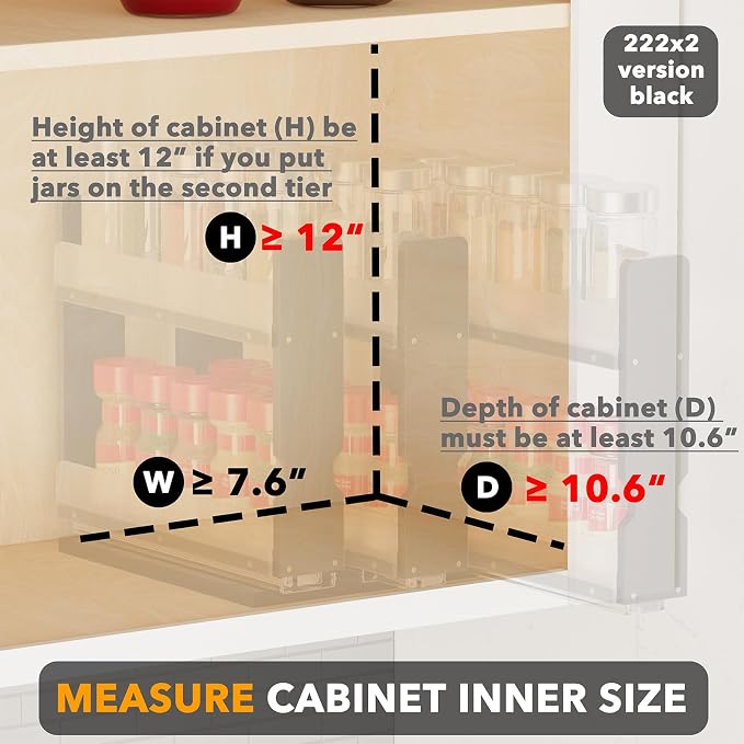 SpaceAid Bamboo Pull Out Spice Rack Organizer - Image 4