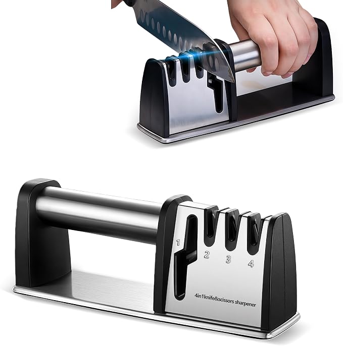 Knife Sharpeners, 4 in 1 Professional Chef's Kitchen Knife Accessories by Keaixinyu