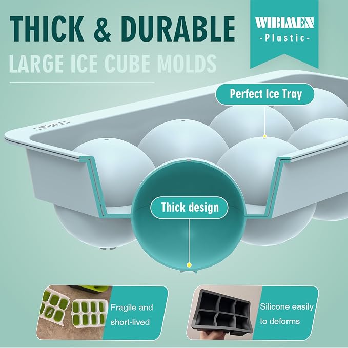 WIBIMEN Large Ice Cube Molds, Big Round Whiskey Ice Cube Trays - Image 5