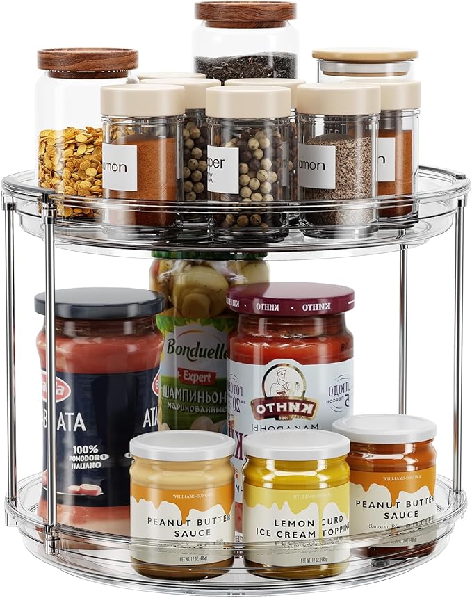 LAMU 2 Tier Lazy Susan Turntable Organizer 9.25'' Rotating Spice Rack by YourHome-OrganizationHelper
