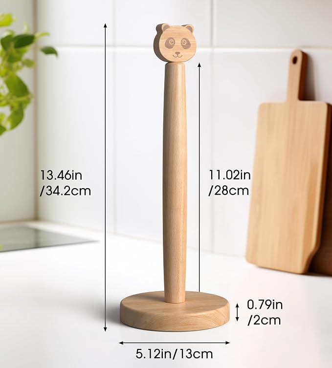 KitchLife Cute Wooden Paper Towel Holder Countertop - Image 2