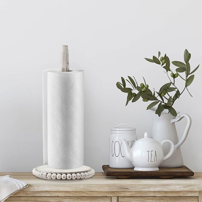 Farmhouse Paper Towel Holder Countertop White Wood Rustic Christmas Paper Towel - Image 4