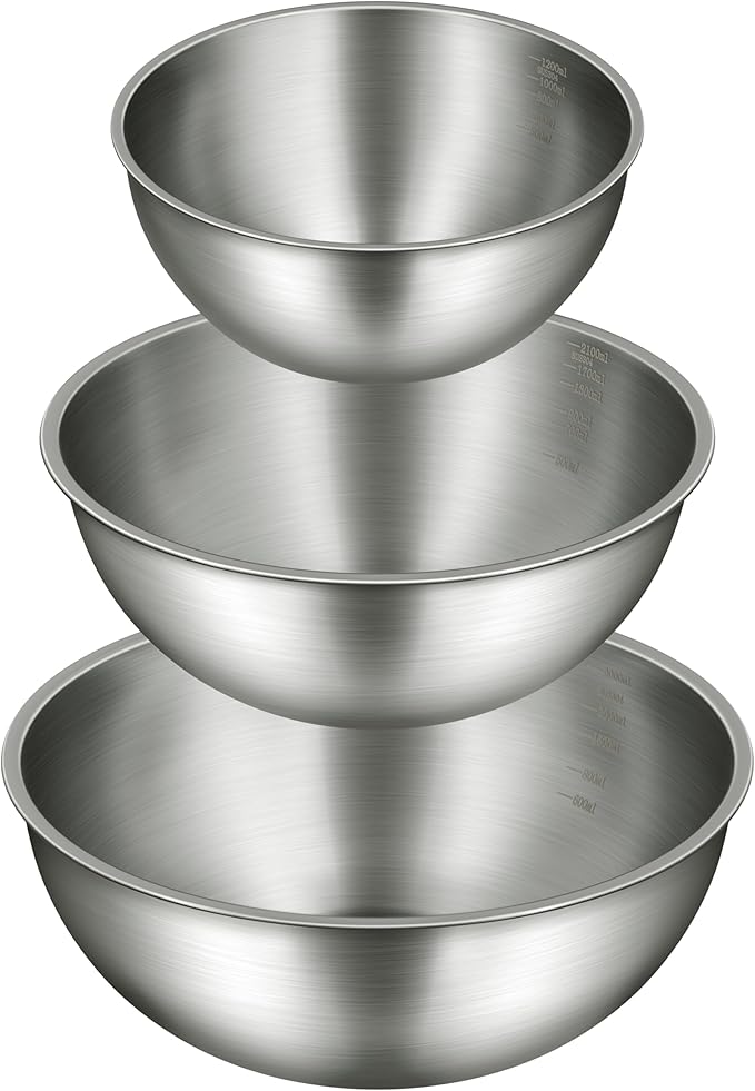 Gronivex Stainless Steel Mixing Bowls Set of 3 by GRONIVEXHOMEGOODS