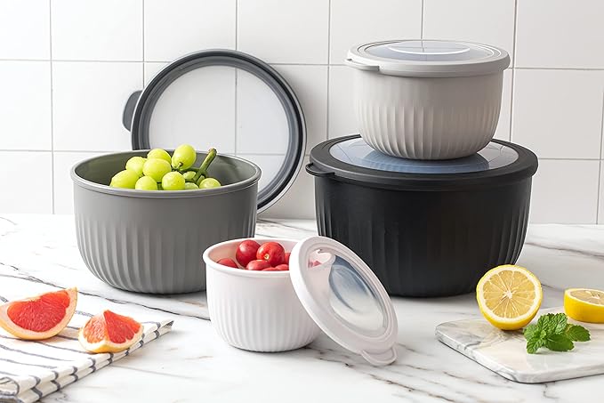 COOK WITH COLOR Prep Bowls with Lids- Wide and Deep Nesting Plastic Small - Image 6