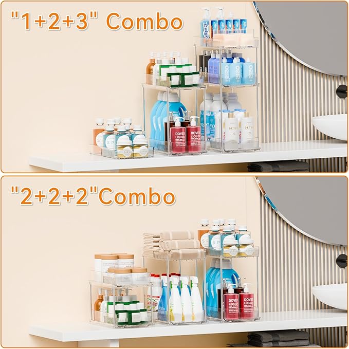 2 Pack 3 Tier Large Pull Out Bathroom Organizers and Storage, 13.8″ Deep - Image 4